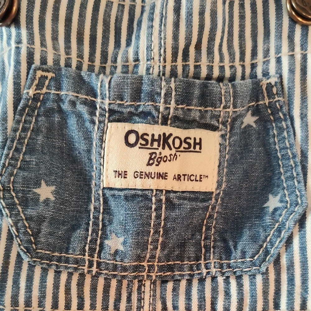 OshKosh B'gosh Striped Denim Overall Skirt in Blue and White
